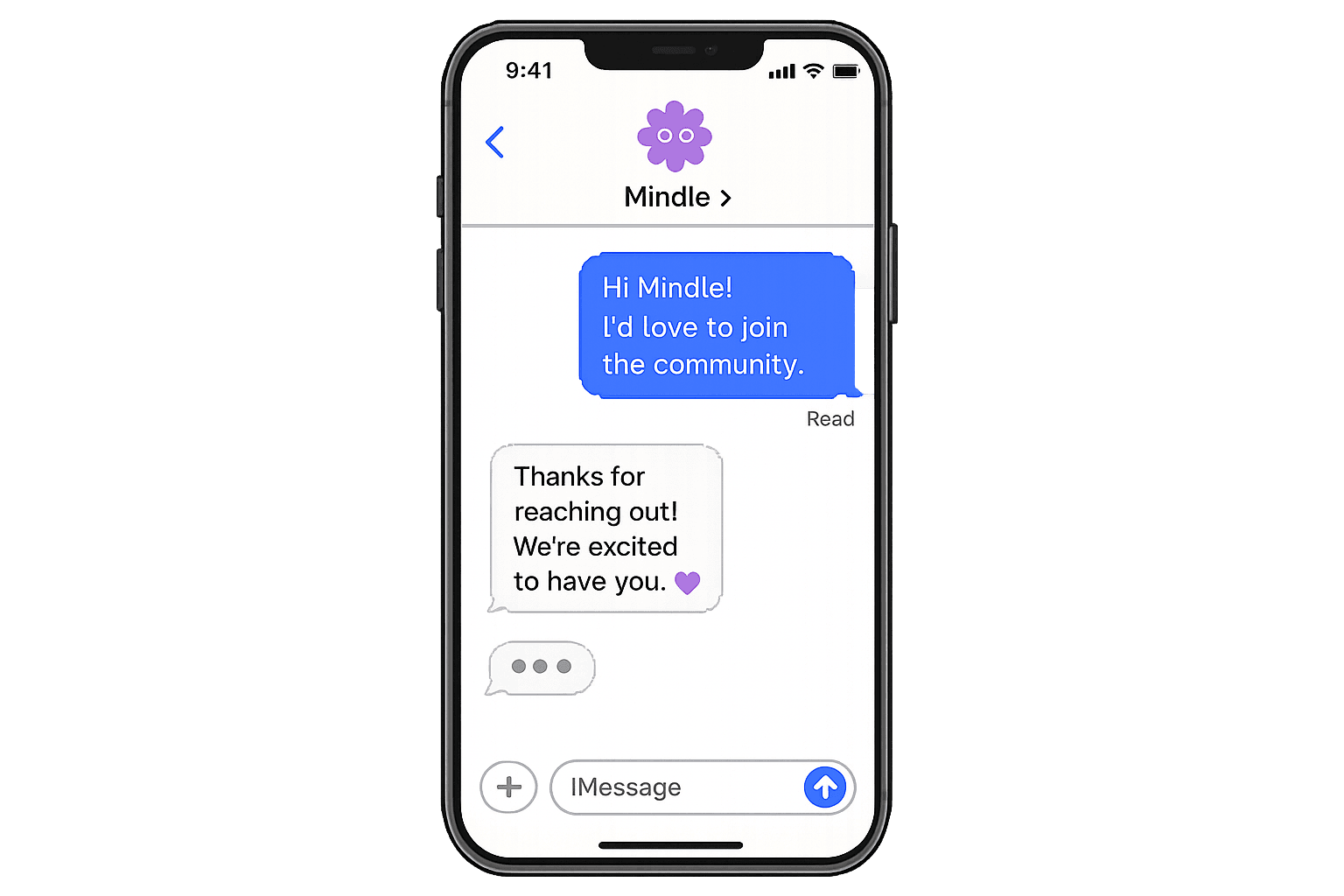 A Mindle message thread for requesting a weekly intro