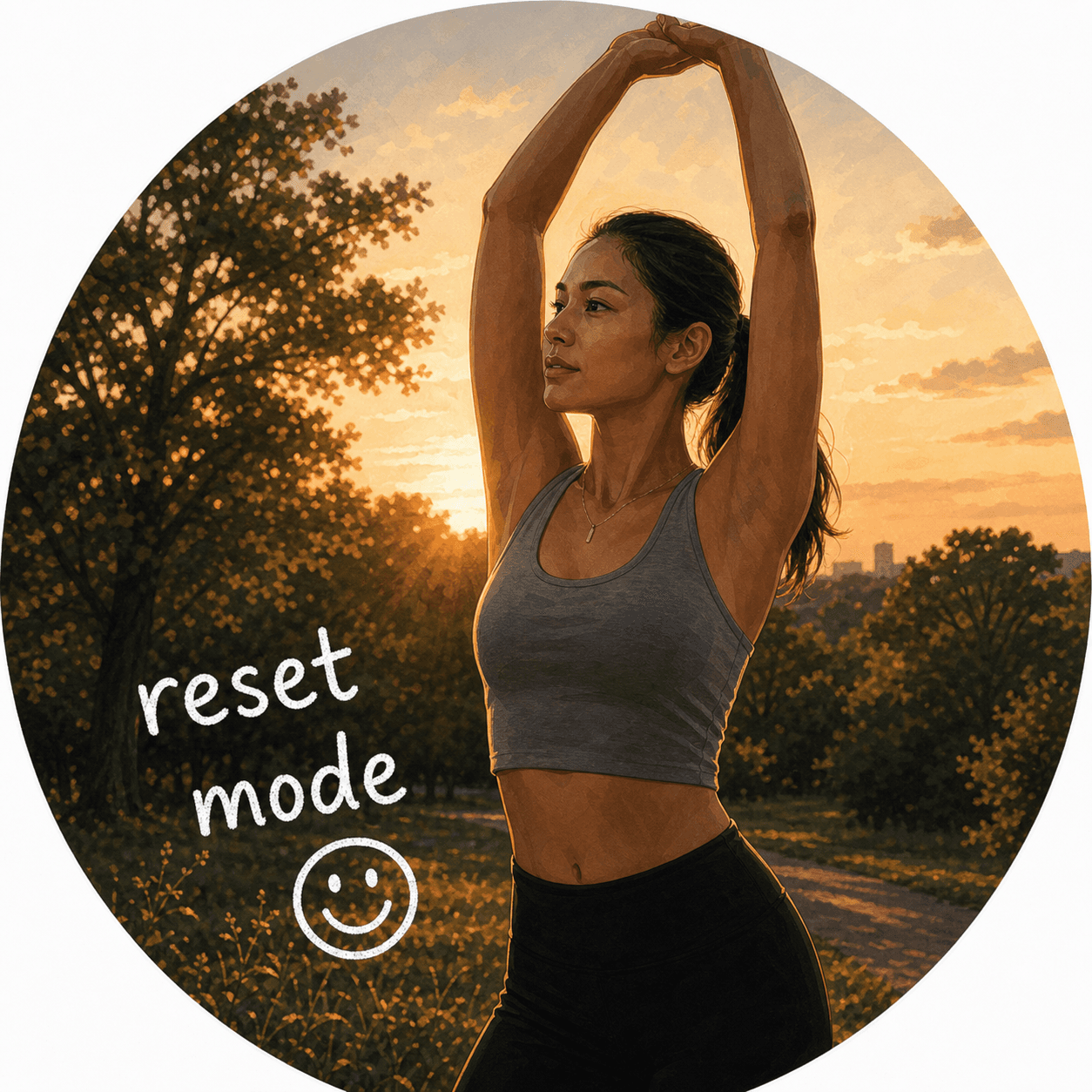 An illustrated founder stretching into reset mode